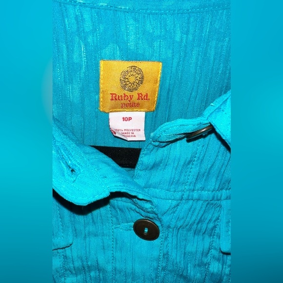 Ruby Red Aqua Crinkle tEXTURED aRT To Wear Leopard Print Jacket Sz.10P - Picture 5 of 7